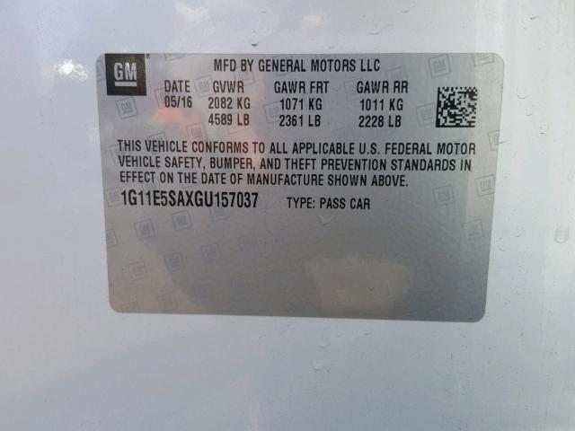 1G11E5SAXGU157037 - 2016 CHEVROLET MALIBU LIM 白色 照片 10