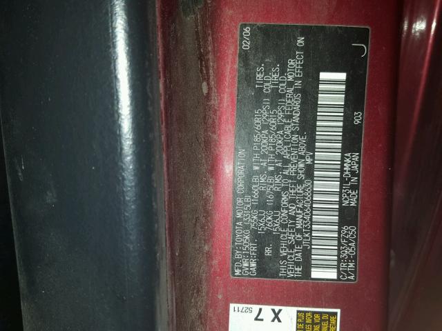 JTLKT334064068630 - 2006 TOYOTA SCION XB Tünd qırmızı foto 10