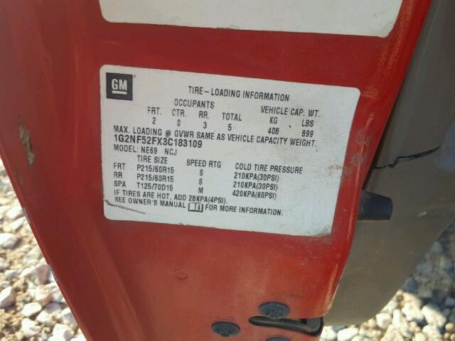 1G2NF52FX3C183109 - 2003 PONTIAC GRAND AM S Qırmızı foto 10