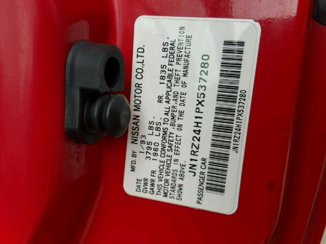 JN1RZ24H1PX537280 - 1993 NISSAN 300ZX RED photo 10