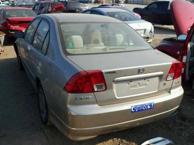 1HGES26734L000032 - 2004 HONDA CIVIC BEIGE photo 3