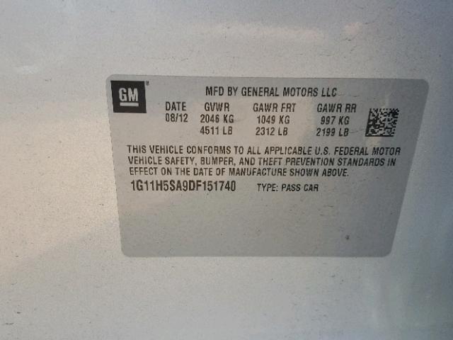 1G11H5SA9DF151740 - 2013 CHEVROLET MALIBU LTZ 银色 照片 10