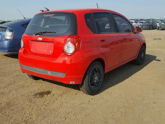 KL1TD66E49B347721 - 2009 CHEVROLET AVEO LS RED photo 4