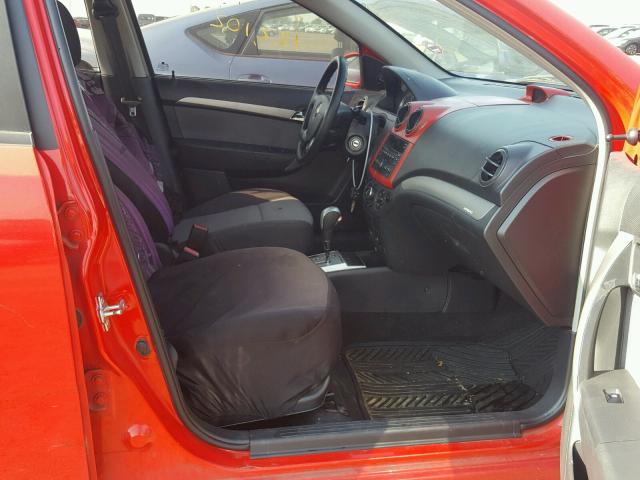 KL1TD66E49B347721 - 2009 CHEVROLET AVEO LS RED photo 5