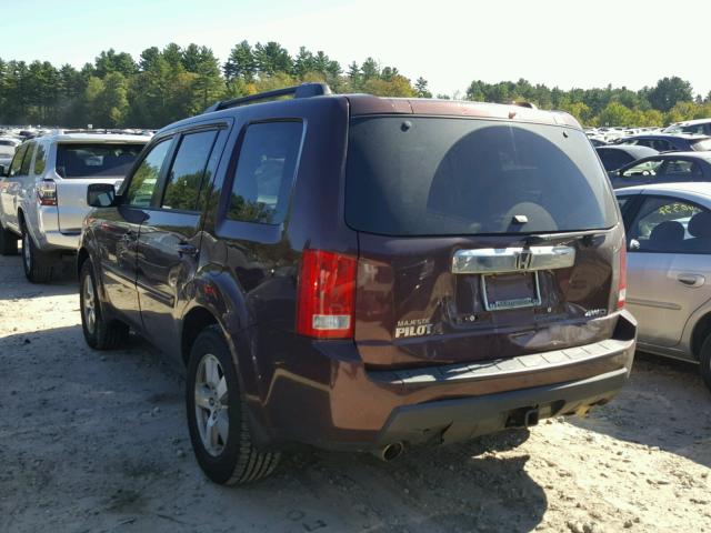 5FNYF48599B005642 - 2009 HONDA PILOT EXL MAROON photo 3