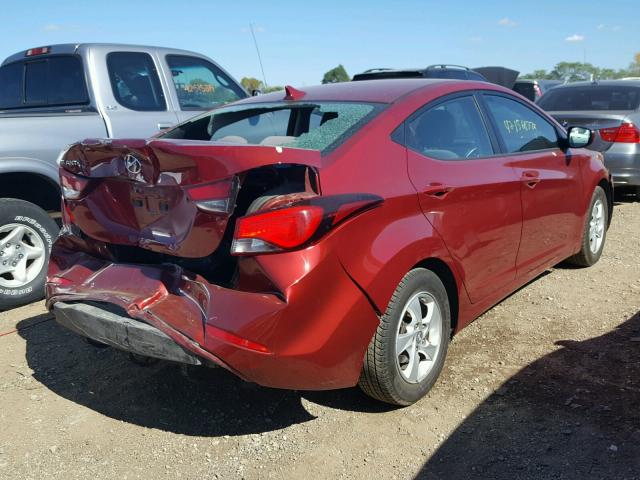 5NPDH4AE9FH606145 - 2015 HYUNDAI ELANTRA RED photo 4