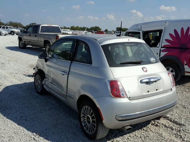 3C3CFFCR1DT535067 - 2013 FIAT 500 SILVER photo 3