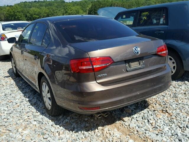 3VW2K7AJ1FM265581 - 2015 VOLKSWAGEN JETTA BASE 棕色 照片 3