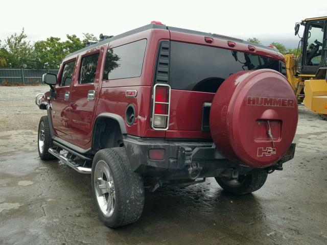 5GRGN23U75H121920 - 2005 HUMMER H2 BURGUNDY photo 3