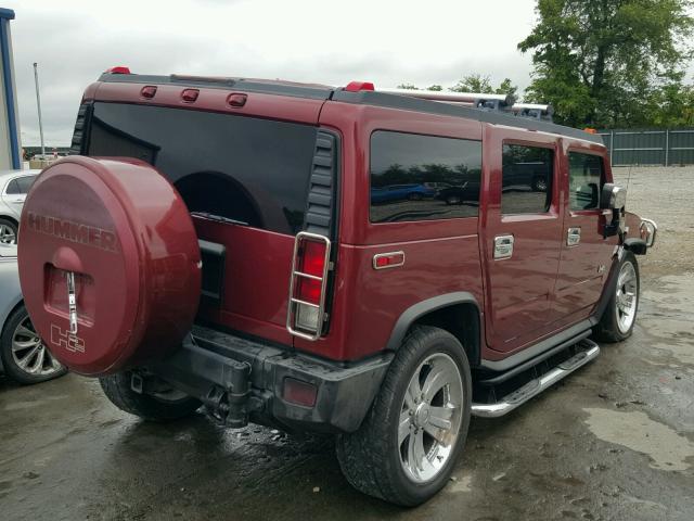 5GRGN23U75H121920 - 2005 HUMMER H2 BURGUNDY photo 4