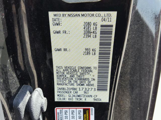 1N4BL2EP8BC173273 - 2011 NISSAN ALTIMA SR BLACK photo 10