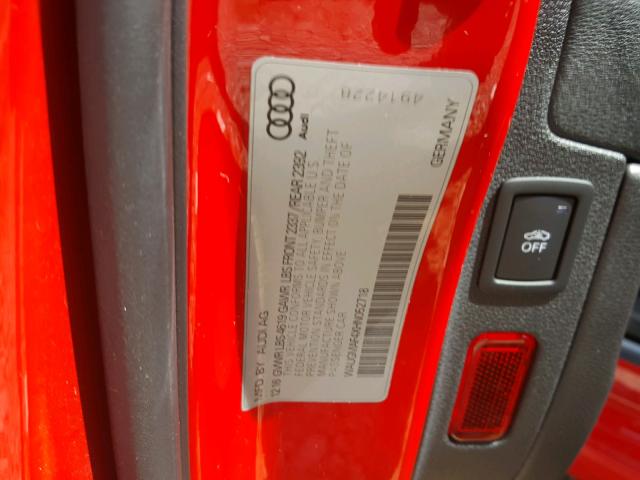 WAUGMAF4XHN052718 - 2017 AUDI A4 ULTRA P RED photo 10