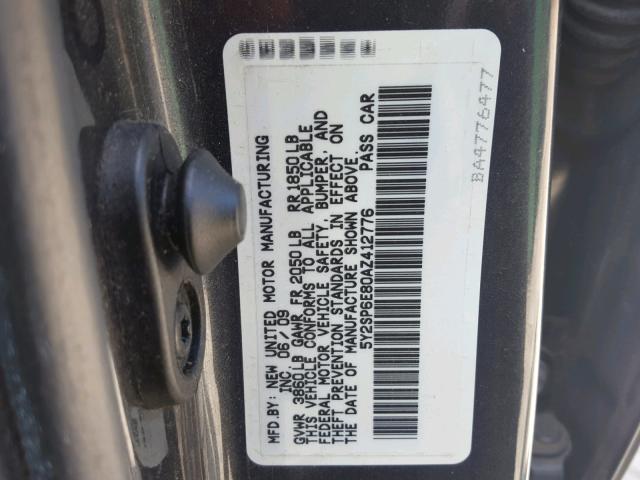 5Y2SP6E80AZ412776 - 2010 PONTIAC VIBE BLACK photo 10