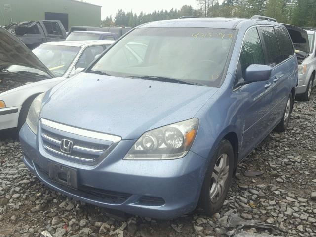 5FNRL38707B063029 - 2007 HONDA ODYSSEY EX BLUE photo 2