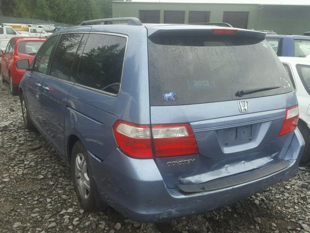 5FNRL38707B063029 - 2007 HONDA ODYSSEY EX BLUE photo 3