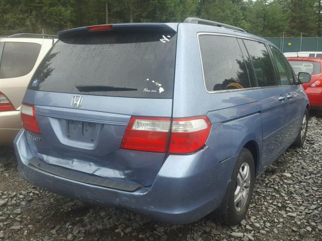 5FNRL38707B063029 - 2007 HONDA ODYSSEY EX BLUE photo 4