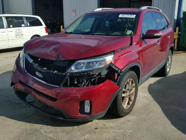 5XYKT3A67EG529452 - 2014 KIA SORENTO LX RED photo 2