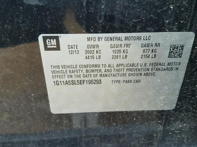 1G11A5SL5EF196293 - 2014 CHEVROLET MALIBU LS Қара фото 10