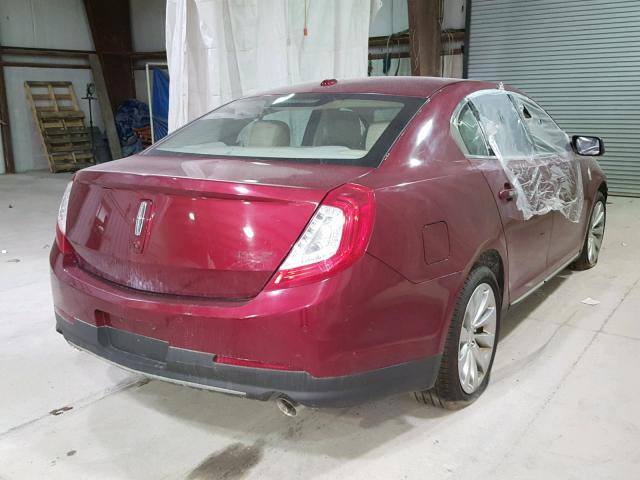 1LNHL9EK0EG608314 - 2014 LINCOLN MKS RED photo 4