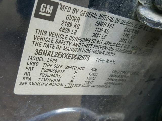 3GNAL2EKXES642878 - 2014 CHEVROLET CAPTIVA LS 蓝色 照片 10