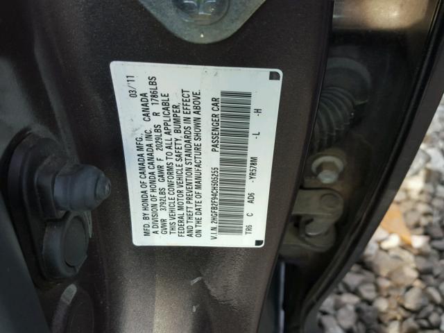 2HGFB2F94CH505255 - 2012 HONDA CIVIC EXL 棕色 照片 10