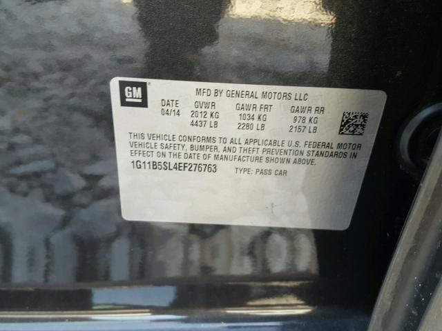 1G11B5SL4EF276763 - 2014 CHEVROLET MALIBU LS ნაცრისფერი ფოტო 10