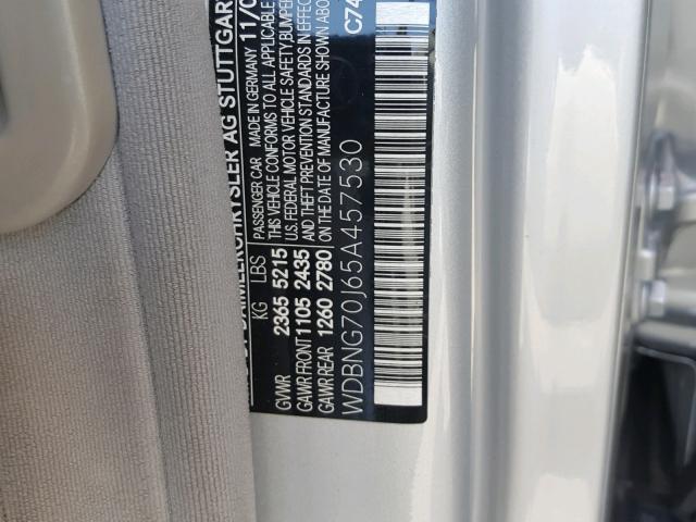 WDBNG70J65A457530 - 2005 MERCEDES-BENZ S 430 GRAY photo 10