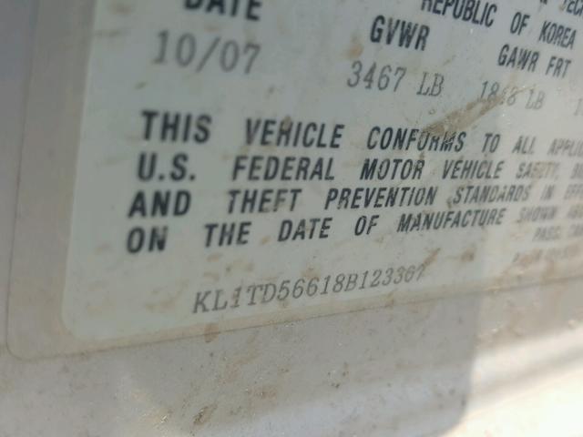 KL1TD56618B123307 - 2008 CHEVROLET AVEO BASE Сұр фото 10