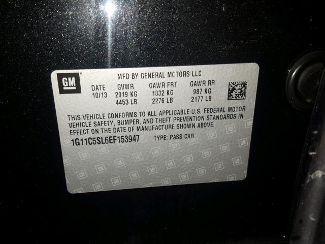 1G11C5SL6EF153947 - 2014 CHEVROLET MALIBU 1LT 黑色 照片 10