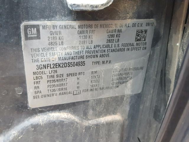 3GNFL2EK2DS504935 - 2013 CHEVROLET CAPTIVA LS 黑色 照片 10