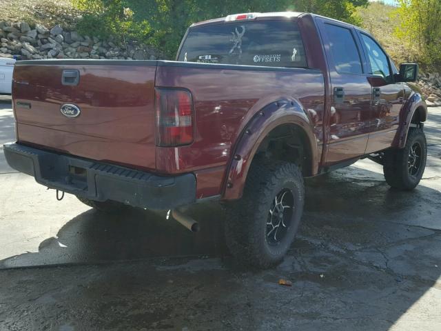 1FTPW14544KC42681 - 2004 FORD F150 SUPER BURGUNDY photo 4