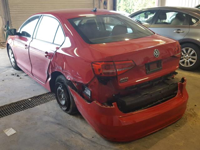 3VW2K7AJ2FM294345 - 2015 VOLKSWAGEN JETTA BASE RED photo 3
