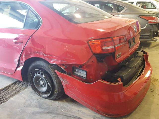 3VW2K7AJ2FM294345 - 2015 VOLKSWAGEN JETTA BASE RED photo 9