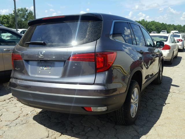 5FNYF5H1XGB017377 - 2016 HONDA PILOT LX GRAY photo 4