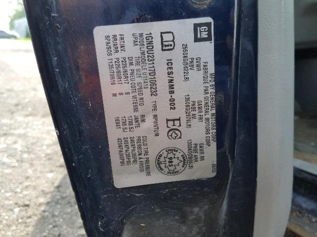 1GNDU23117D106232 - 2007 CHEVROLET UPLANDER L 蓝色 照片 10