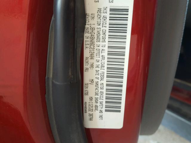 1J8HG48N06C212404 - 2006 JEEP COMMANDER RED photo 10