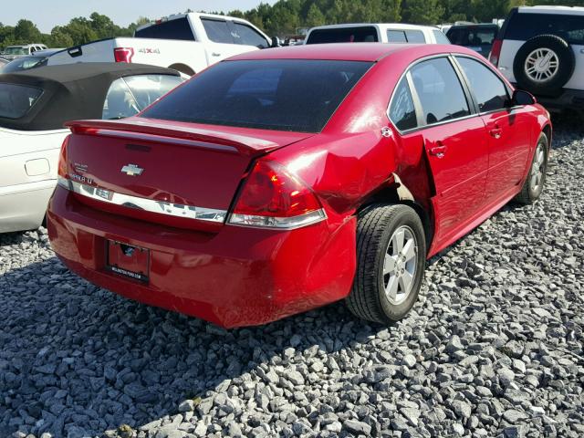 2G1WT57N191305288 - 2009 CHEVROLET IMPALA 1LT RED photo 4