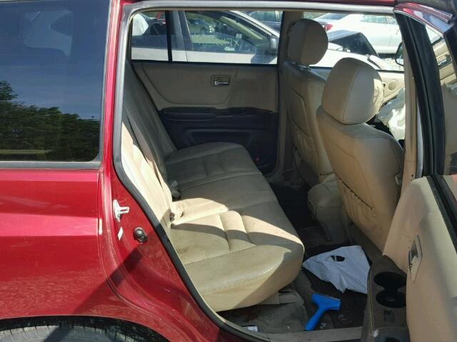 JTEHF21A420065629 - 2002 TOYOTA HIGHLANDER RED photo 6