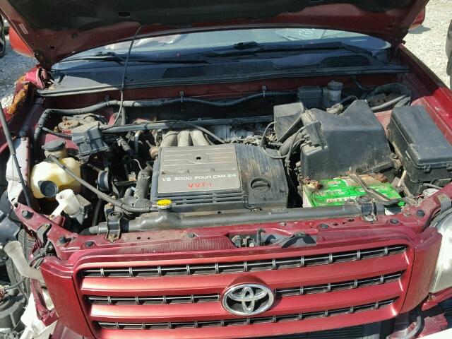 JTEHF21A420065629 - 2002 TOYOTA HIGHLANDER RED photo 7