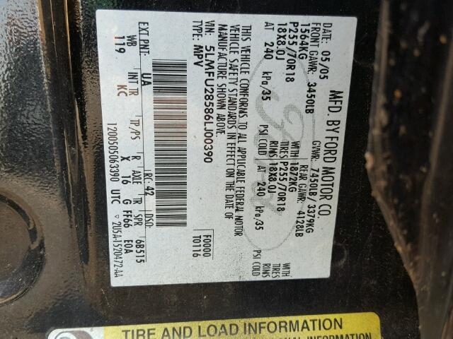 5LMFU28586LJ00390 - 2006 LINCOLN NAVIGATOR 黑色 照片 10