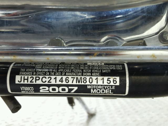 JH2PC21467M801156 - 2007 HONDA VT600 CD SILVER photo 19