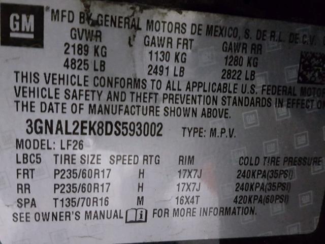 3GNAL2EK8DS593002 - 2013 CHEVROLET CAPTIVA LS 黑色 照片 10