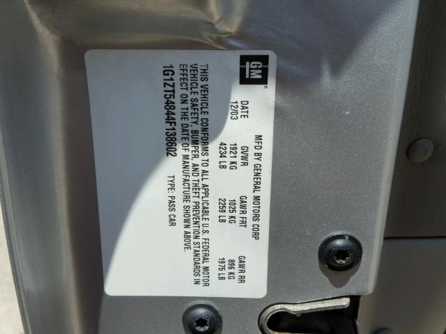 1G1ZT54844F138602 - 2004 CHEVROLET MALIBU LS ვერცხლისფერი ფოტო 10