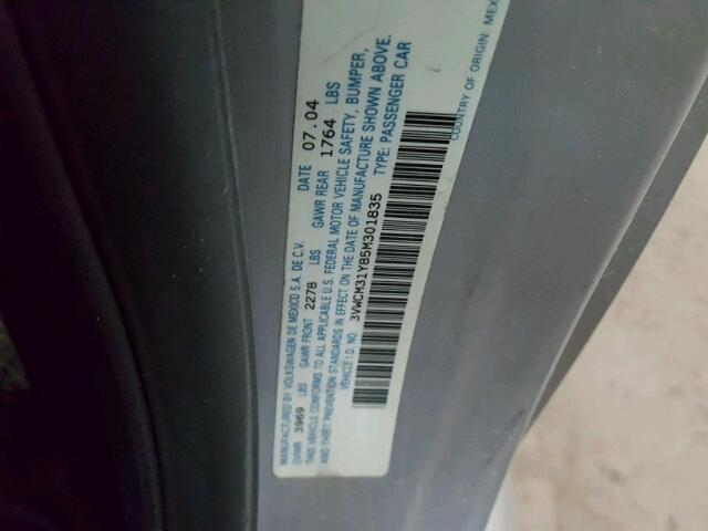 3VWCM31Y85M301835 - 2005 VOLKSWAGEN NEW BEETLE ვერცხლისფერი ფოტო 10