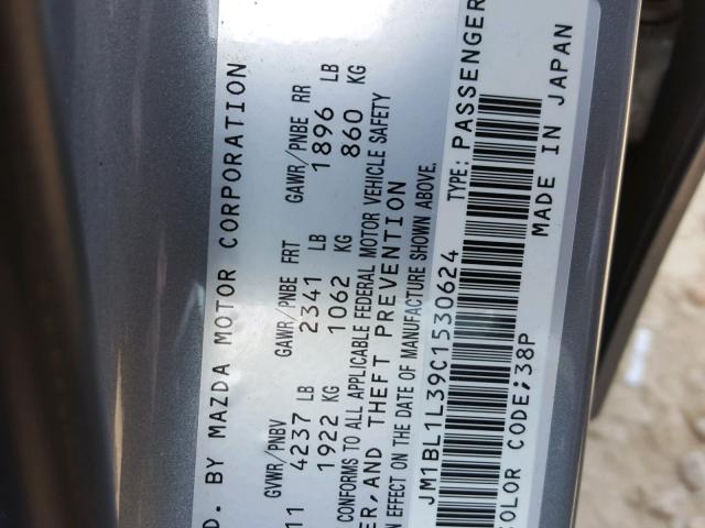 JM1BL1L39C1530624 - 2012 MAZDA SPEED 3 SILVER photo 10