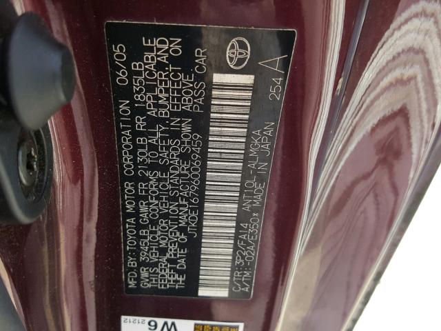 JTKDE167960069459 - 2006 TOYOTA SCION TC 勃艮第红 照片 10