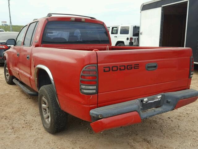 1B7GL2AN81S112899 - 2001 DODGE DAKOTA RED photo 3