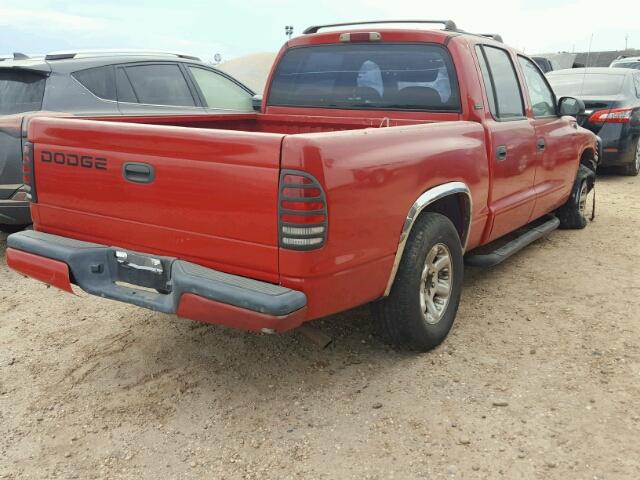 1B7GL2AN81S112899 - 2001 DODGE DAKOTA RED photo 4