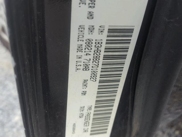 1B3HB28B27D100927 - 2007 DODGE CALIBER BLACK photo 10