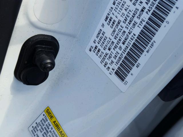 19UUB2F56HA001624 - 2017 ACURA TLX TECH WHITE photo 10